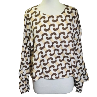 SEED Size 16 3/4 Sleeve Linen Top Brown 