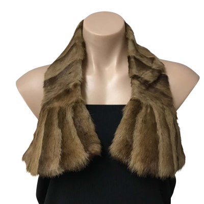 Vintage Womens Brown Pattern Faux Fur Scarf