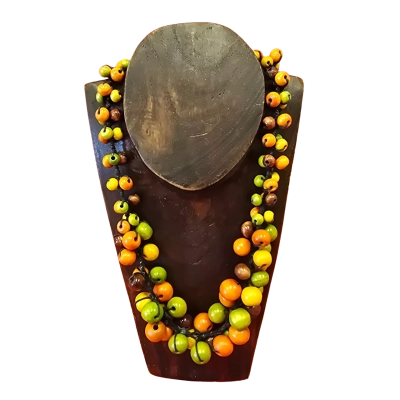  Womens Chunky Wood Beaded Necklace 