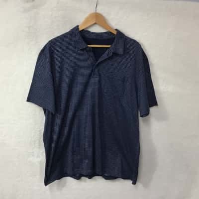Gazman Mens Size XL Navy Blue / White / Blue Pattern Polo Shirt 