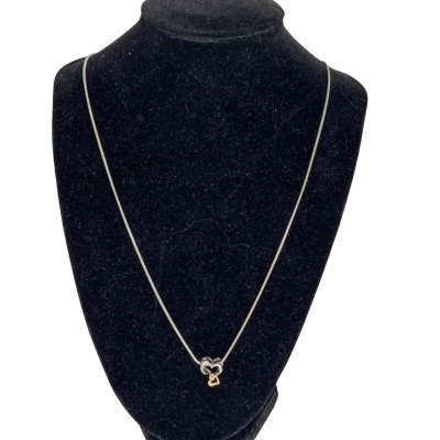 925 Silver Chain with a 2 Toned Silver and Rose Gold Plated Pendant 