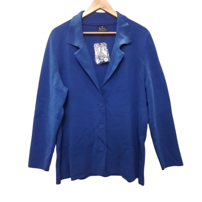 Royal Merino Women's Size XXXL Royal Blue Wool Cardigan