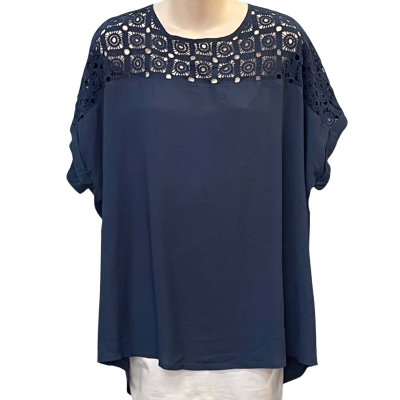 Emery Rose Womens Size XXL Short Sleeve Top Navy Blue