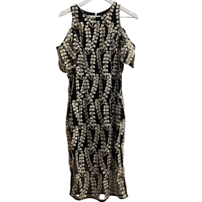 Mossman Womens Size 14 Formal Dress Black  / Gold / Pattern / White 