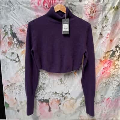 Country Road Eggplant Cashmere/Wool Rollneck Jumper. M