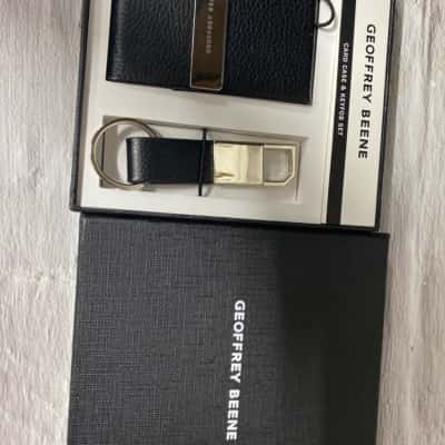 Geoffrey Beene  Black  card case and key fob set new 
