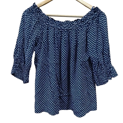 Seed Heritage Navy/White Patterned Off-Shoulder Top Size S 
