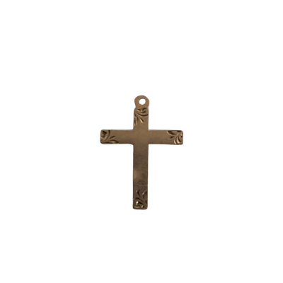  Womens Pendant 9ct Gold Floral Crucifix (Stamped 9ct)