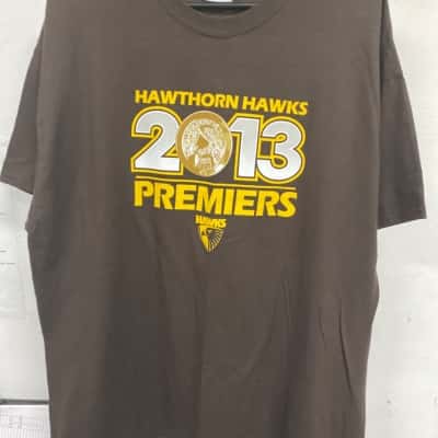 Hawthorn 2013 premiers AFL Mens  Size XL Short Sleeve T-shirt Brown / Yellow 