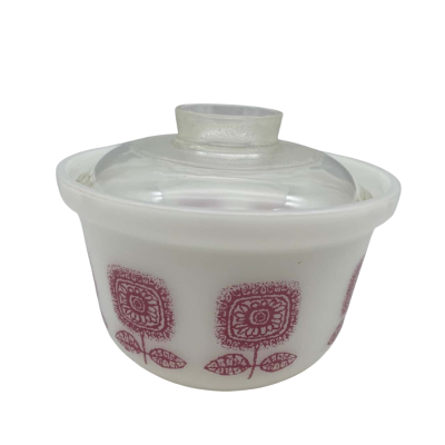 Vintage Crown Pyrex ‘Spanish Flower’ Casserole Tubby with Lid