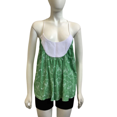 Brand New Sumakhi Womens Label Size 10 Column Back Cami Green / White
