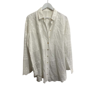  Womens  Size XL White Cotton Long Sleeve Top