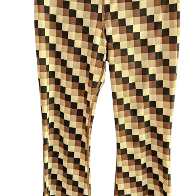 Lorna Jane Womens  Size M Black  / Brown / Checked Flared Pants  