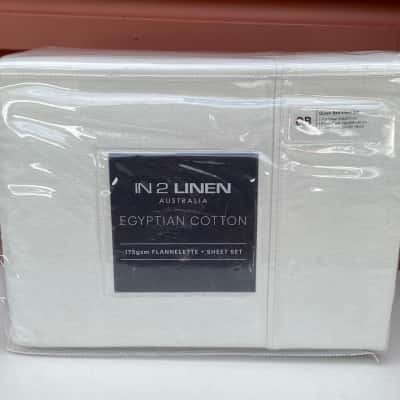 In 2 Linen 175gsm Egyptian Cotton Stone Grey Queen Bed Flannelette Sheet Set 