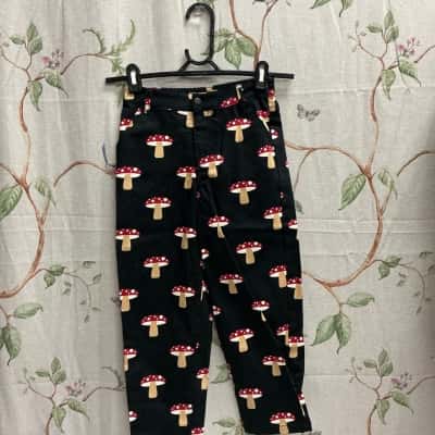 Dangerfield Kids Pants Size 6-7 Black  / Mushroom Print