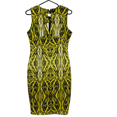 Kardashian Kollection Womens  Size 10 Bodycon Dress Black  / White / Yellow 