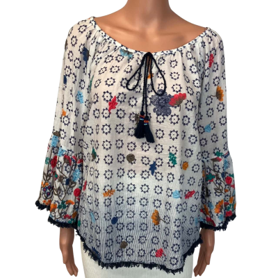  Lula Soul flow top Womens  Size S Blue / Multicoloured / White 