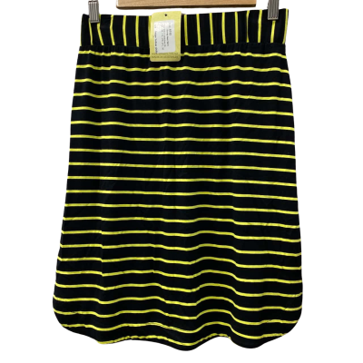 Veducci Womens  Size 10 Asymmetrical Hemline Skirt Black  / Striped / Yellow 