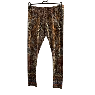 Czairna Womens  Size L Rose Leopard Leggings Multicoloured with Bejeweled Ankles NWOT