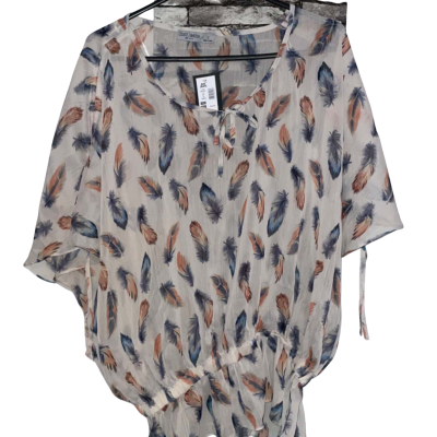 Just Jeans Women's Size 12 Floral& Beige Top