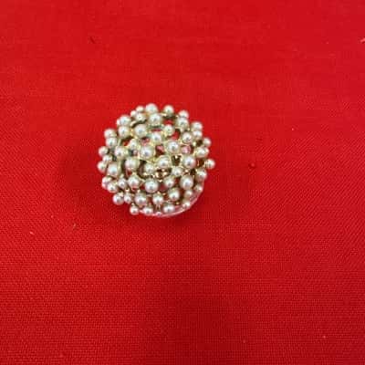  Women's Statement Ring featuring a Large Cluster of Faux Pearls Set on a Gold Tone Band