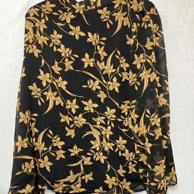 Liz Jordan Womens  Size 18 Black  / Brown / Floral Shirt 