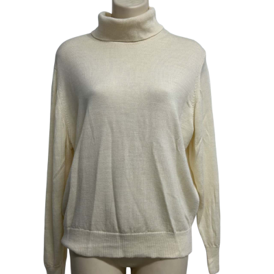 Tekau Womens Size S Cream Wool Turtleneck Jumper 