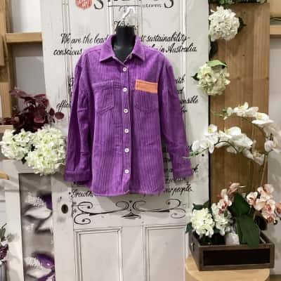 RECLAIMED VINTAGE BRAND! Womens  Size 8 Button Up Top Purple! BEAUTIFUL CORDUROY LOOK BUTTON UP! MADE WITH 100% COTTON! MADE IN TURKEY! 