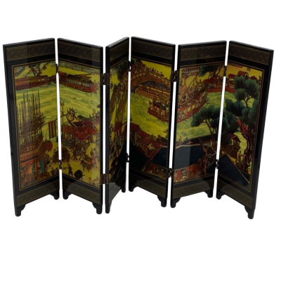 Oriental Lacquer Folding Table Screen