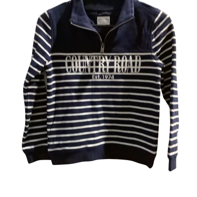Country Road Womens  Size 8 Quarter Zip Jumper Navy Blue / White 