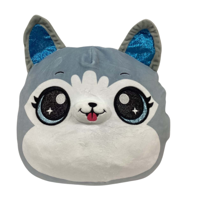 Coco Surprise Squishies Grey Husky Puppy Dog Squish Soft Plush Toy