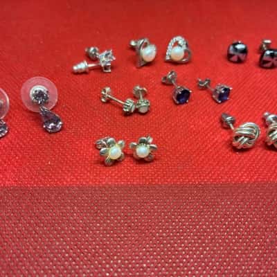  8 pairs of Earrings - 925 stamped - Silver 