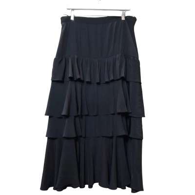 Veronika Maine Women's Size 14 Navy Blue Tiered Ruffle Skirt