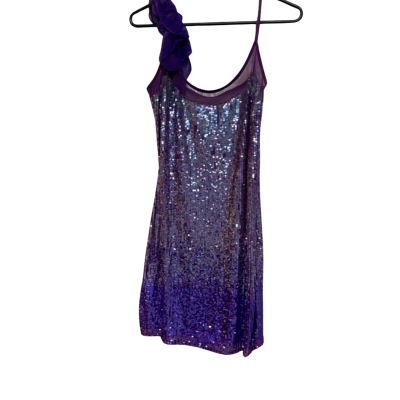 Ruth Tarvyaas Sequin  Womens  Size 14 Mini Dress Purple 