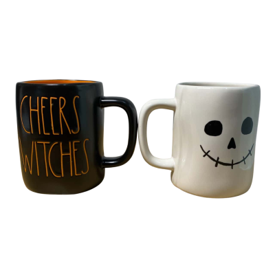 Rae Dunn Halloween Mugs Set of 2 - Black and White