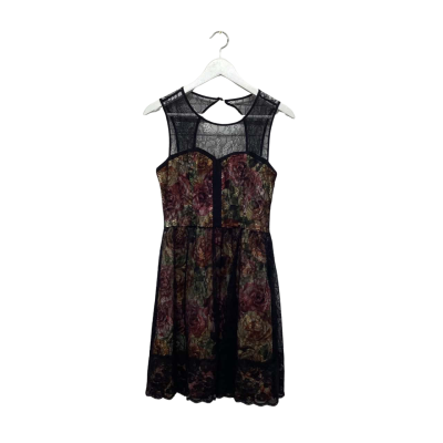 Caroline Morgan Size 8 Multicoloured floral dress with black lace