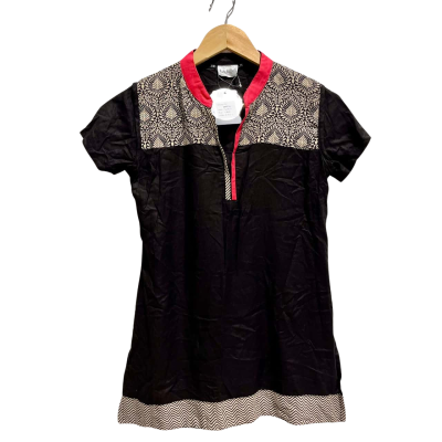  La Fille Womens  Size M Short Sleeve Top Black  / Red / White 