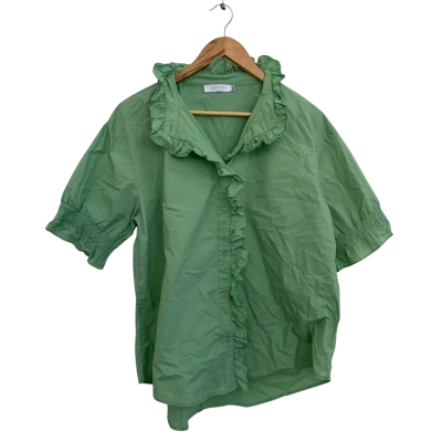 Zjoosh Womens  Size XXL 3/4 Sleeve Top / Button Up Top Green 