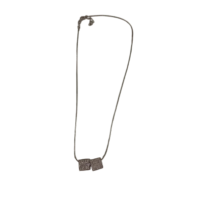  Womens 925 Sterling Silver Two-Square Pendant Necklace 
