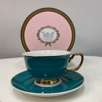 Cristina Re Gift Boxed Tea Cup & Saucer 24ct gold plated