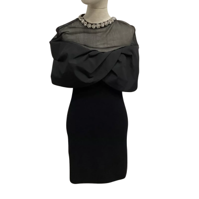 Rebecca Valance  Size M Bodycon Sleeveless Dress with Diamanté Neckline  Black  