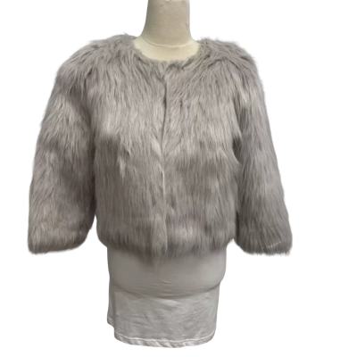  Konhanfan Express Grey Faux Fur Cropped Evening/Rave/Theatre Jacket Size 10/12