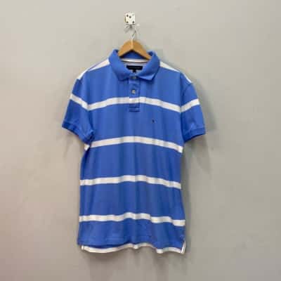 Tommy Hilfiger Mens  Size L Polo Shirt Blue / White 