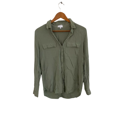 Witchery Womens  Size 12 Button Up Top / Long Sleeve Top Green 