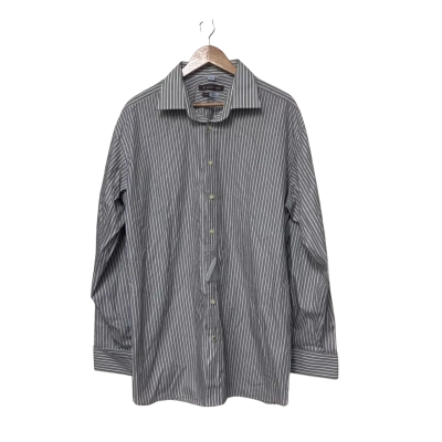 3 Wise Men Size 45 Long Sleeve Shirt Grey / White BNWT