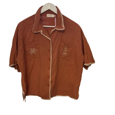 Billy J Womens  Size L Short Sleeve Shirt & Shorts Burnt Orange 