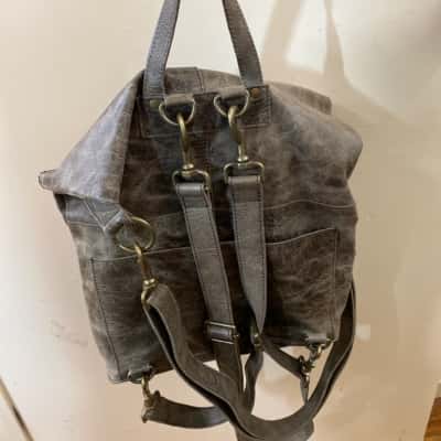 UNISEX ODI LYNCH VEGAN LEATHER BACKPACK BAG DISTRESSED BROWN VINAGE LOOK