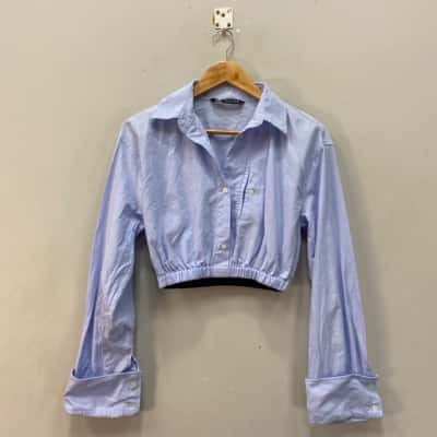 Zara Womens  Size XS Cropped Top Blue 