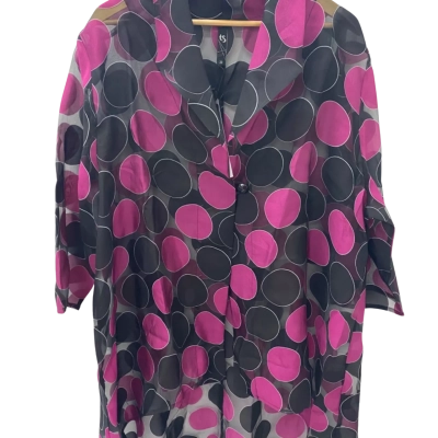 Taking Shape Womens  Size 22 3/4 Sleeve Top sheer Black  / Polka Dot / Purple 