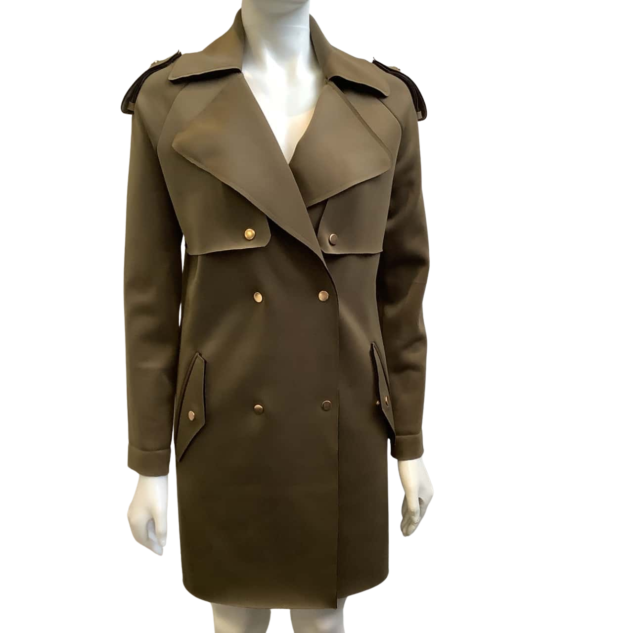Seed Heritage Womens Size 6 Double Breasted Trench Coat Khaki Green (s)